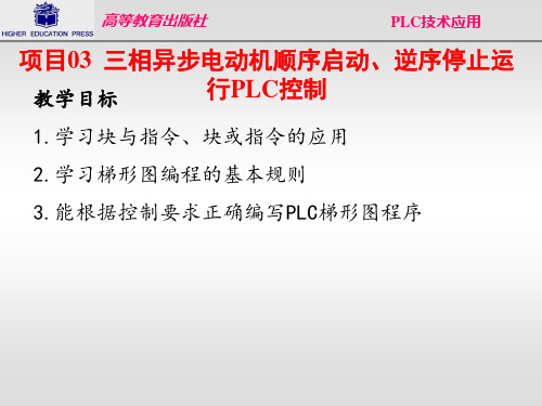 项目03  三相异步电动机顺序启动、逆序停止运行PLC控制