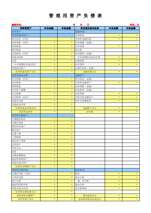 管理用财务报表模板(带释义和公式)V5