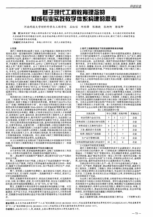 基于现代工程教育理念的材成专业实践教学体系构建的思考