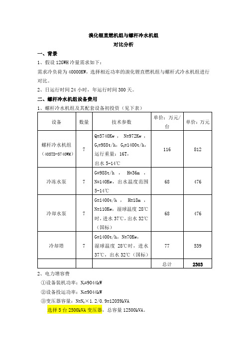 溴化锂直燃机组与螺杆冷水机组对比分析