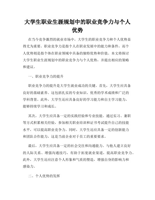 大学生职业生涯规划中的职业竞争力与个人优势