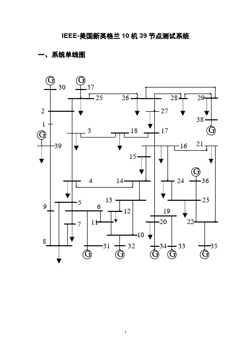 IEEE-美国新英格兰10机39节点测试系统