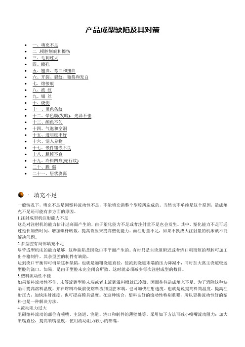 塑胶产品成型缺陷及其对策解析