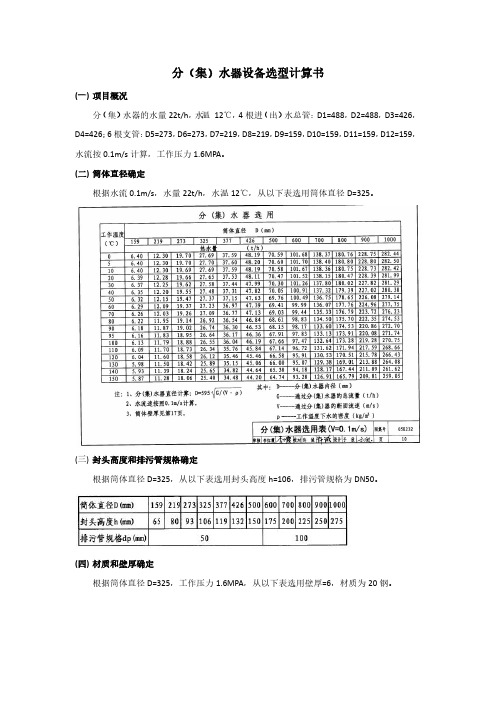 分集水器设备选型计算书