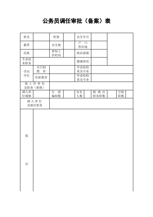 公务员调任审批(备案)表