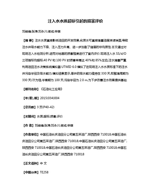 注入水水质超标引起的损害评价