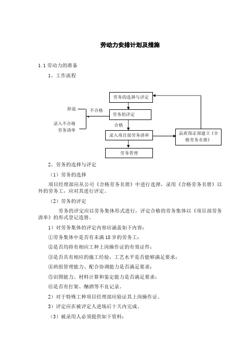 (完整版)劳动力安排计划及措施