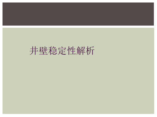 井壁稳定性解析