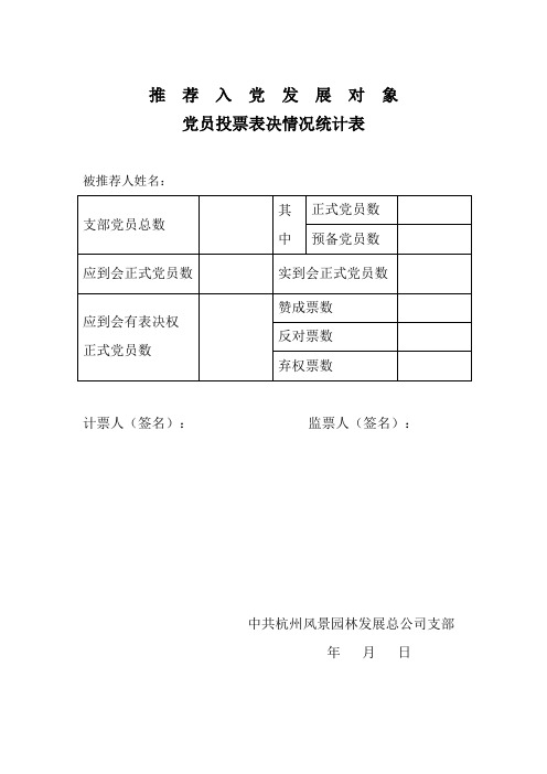 投票表决统计表