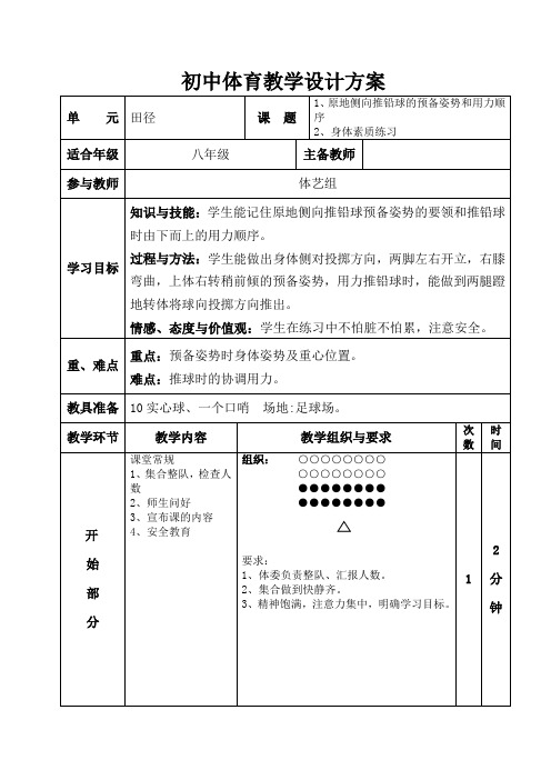 原地铅球教学