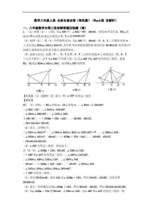 数学八年级上册 全册全套试卷(培优篇)(Word版 含解析)