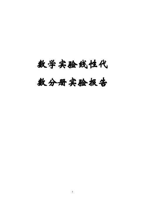 数学实验线性代数分册习题(成都理工)