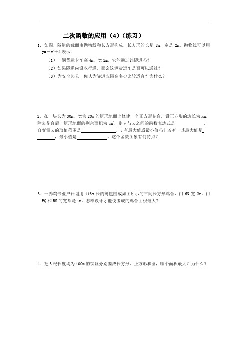 中考数学一轮专题二次函数复习教案：二次函数的应用(4