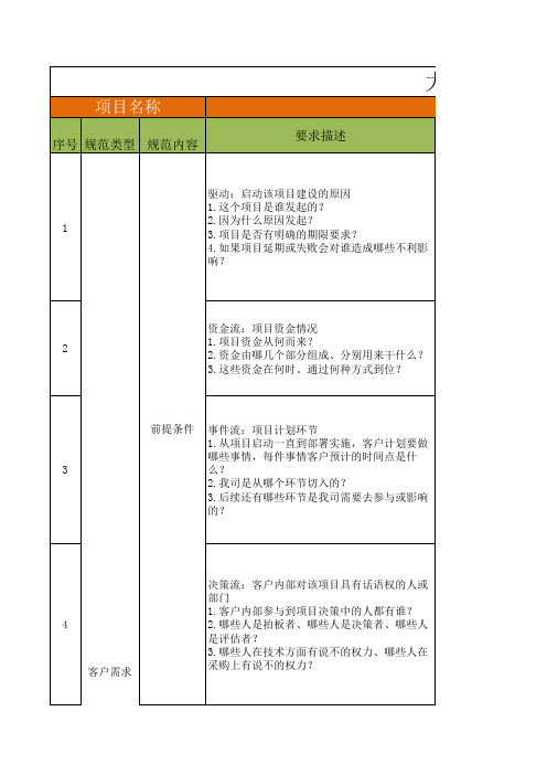 大项目工作规范自查表v1