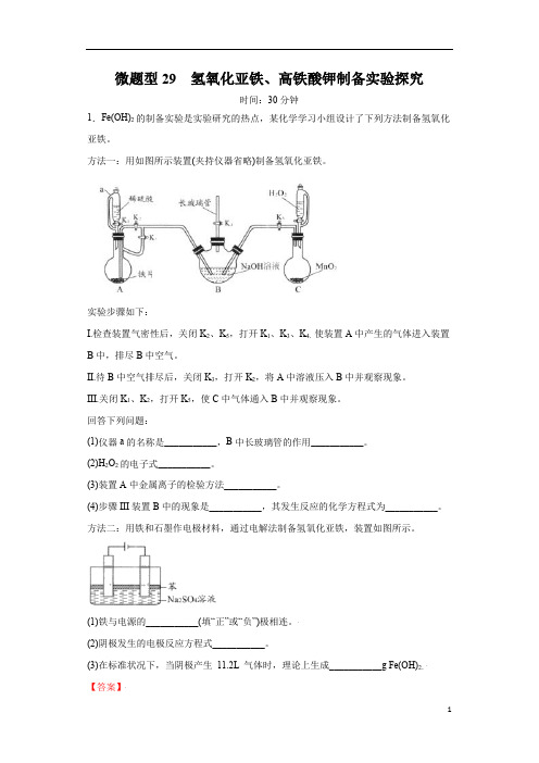 微题型29  氢氧化亚铁、高铁酸钾制备实验探究(解析版)