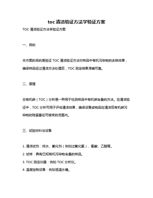 toc清洁验证方法学验证方案