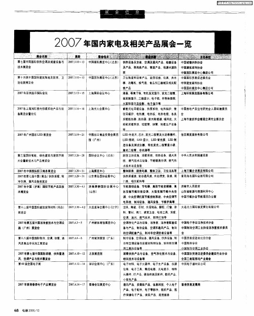 2007年国内家电及相关产品展会一览