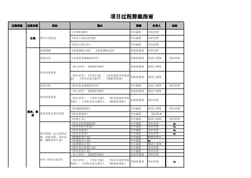 软件项目-过程剪裁指南-模板