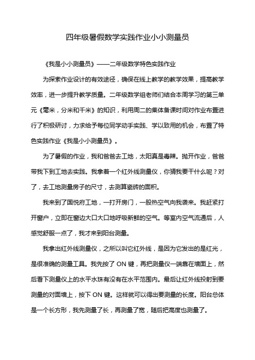 四年级暑假数学实践作业小小测量员