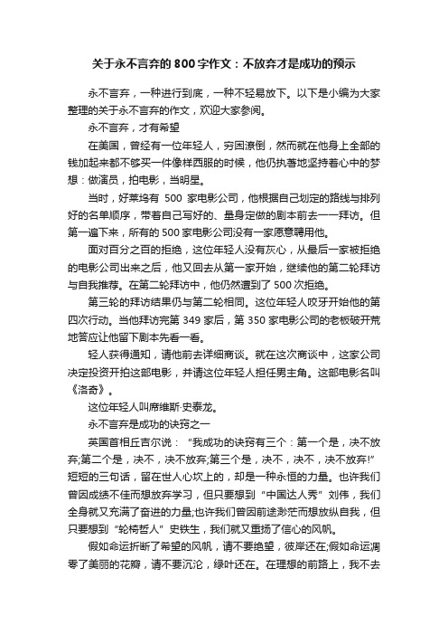 关于永不言弃的800字作文：不放弃才是成功的预示