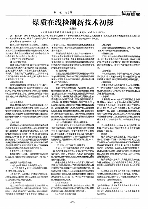 煤质在线检测新技术初探