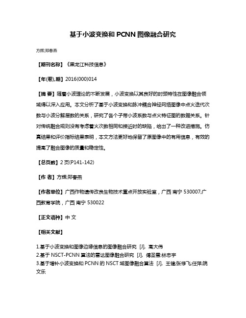 基于小波变换和PCNN图像融合研究