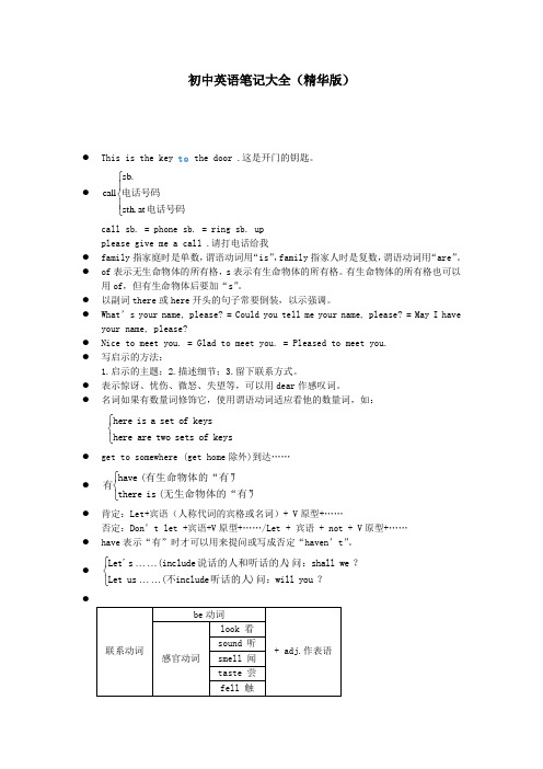 初中英语笔记(精华版)