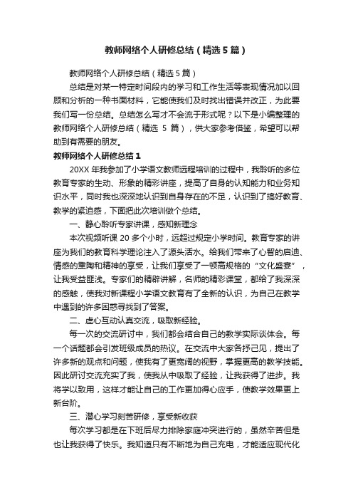 教师网络个人研修总结（精选5篇）