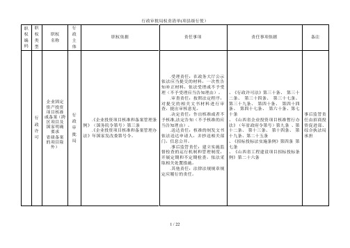 行政审批局权责清单(26项县级行使)