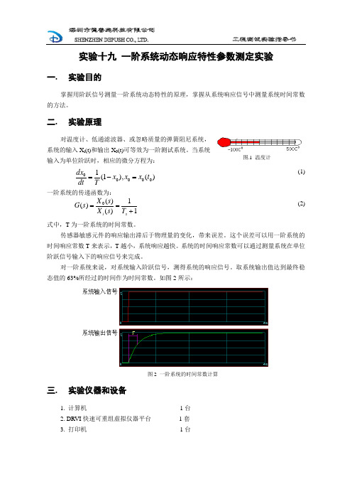 19一阶系统动态响应特性参数测定实验