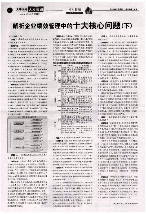 解析企业绩效管理中的十大核心问题(下)