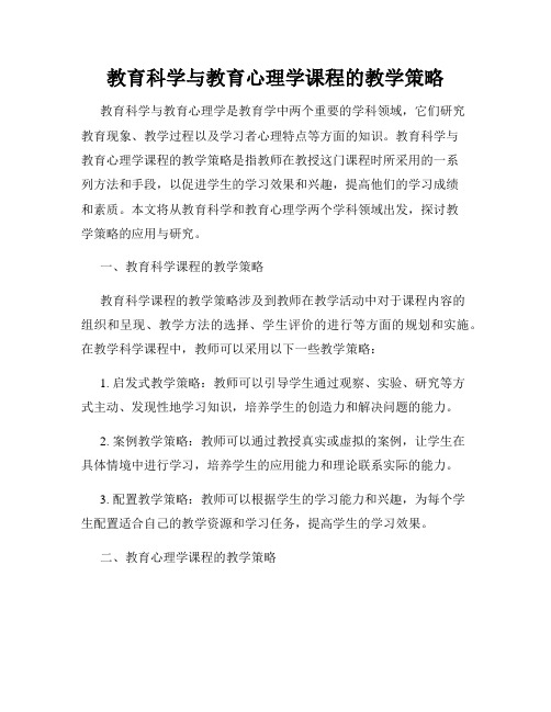 教育科学与教育心理学课程的教学策略