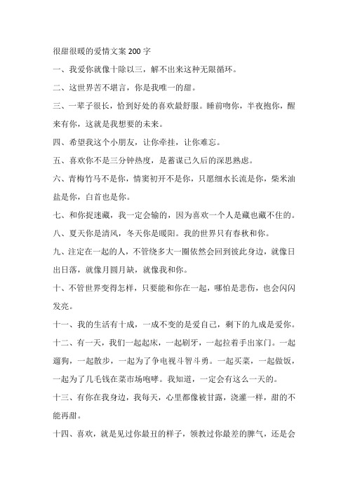 很甜很暖的爱情文案200字