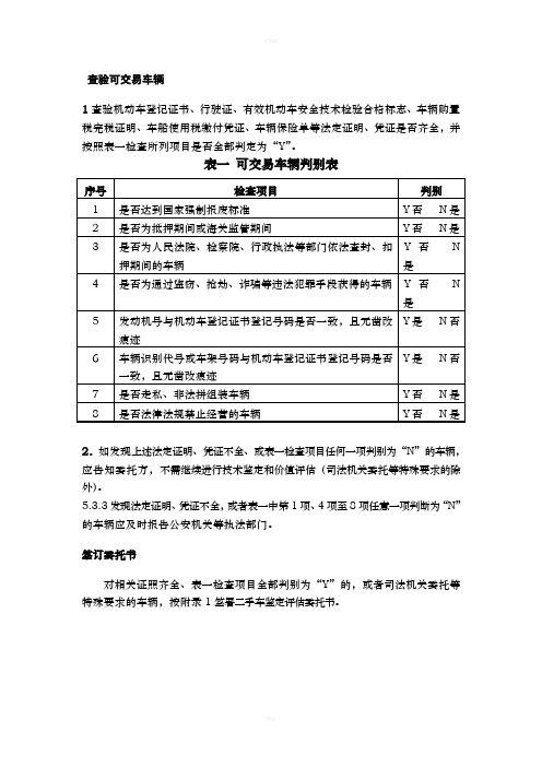 二手车检查项目作业表(规范标准)