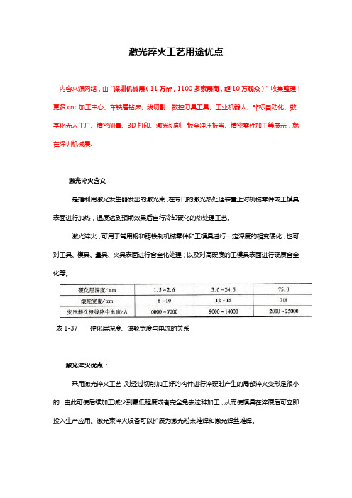 激光淬火工艺及用途优点