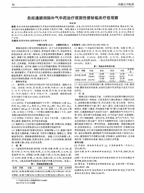 自拟通腑润肠补气中药治疗顽固性便秘临床疗效观察