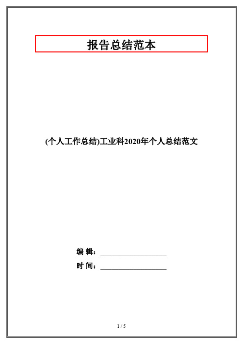 (个人工作总结)工业科2020年个人总结范文