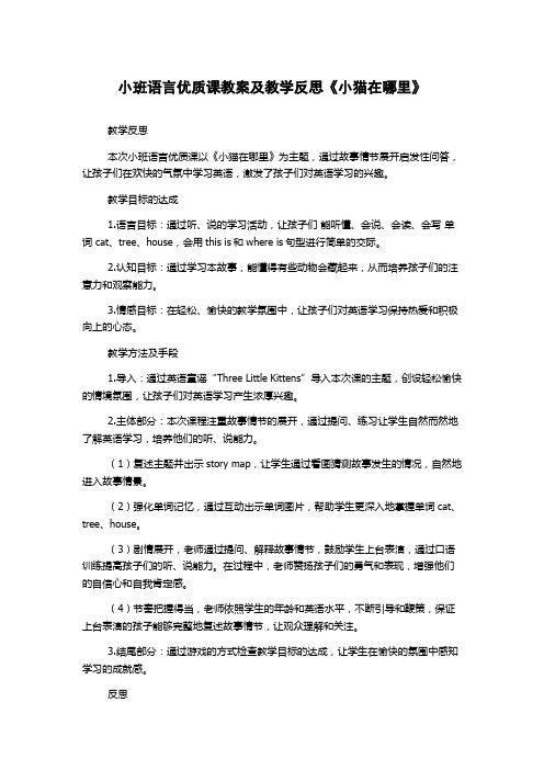 小班语言优质课教案及教学反思《小猫在哪里》