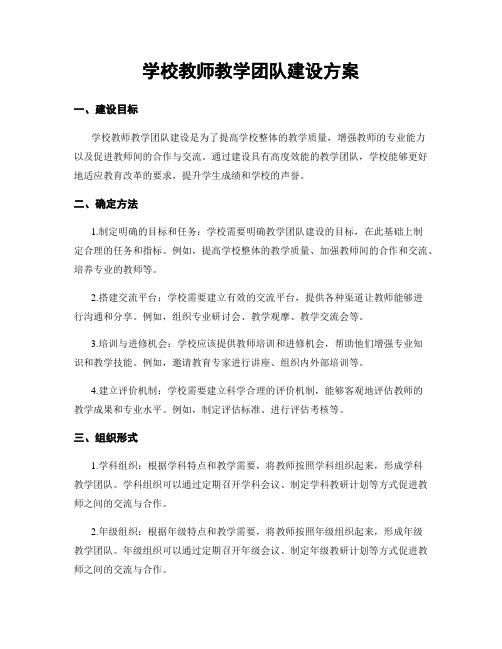 学校教师教学团队建设方案