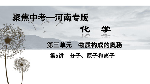 聚焦中考化学(河南地区)课件第1篇考点聚焦第5讲 分子、原子和离子