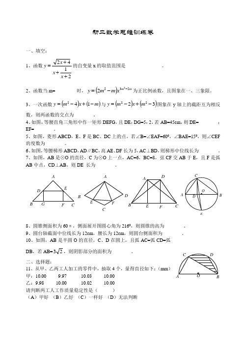 初二数学思维训练卷