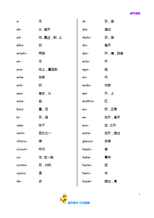 医学英语词根词缀(改良版)