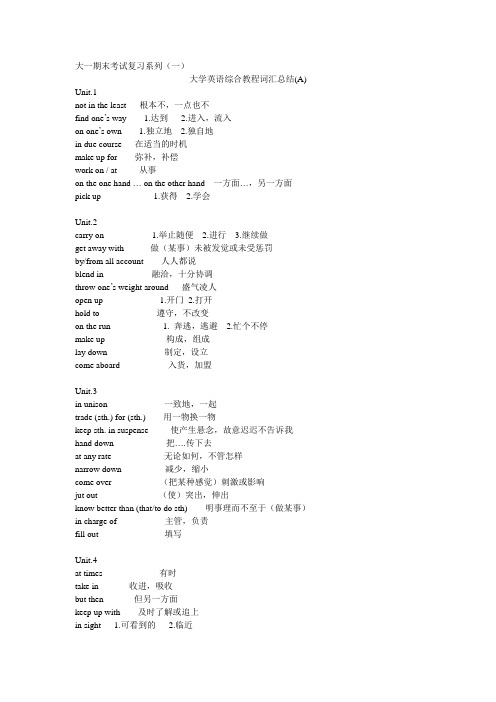 大学英语综合教程词汇总结(A) Microsoft Word 文档