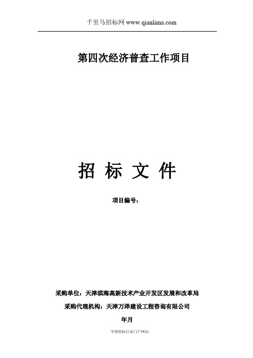 发改局(机关)经济普查工作项目招投标书范本