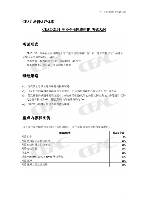 CEAC-2101考试大纲