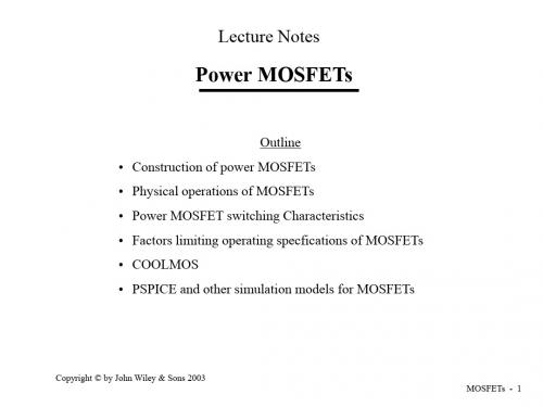 Chapter 22 Power MOSFETs