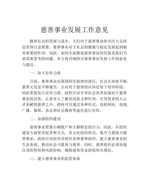 慈善事业发展工作意见