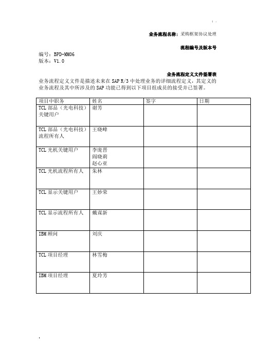 SAP-采购框架协议处理流程