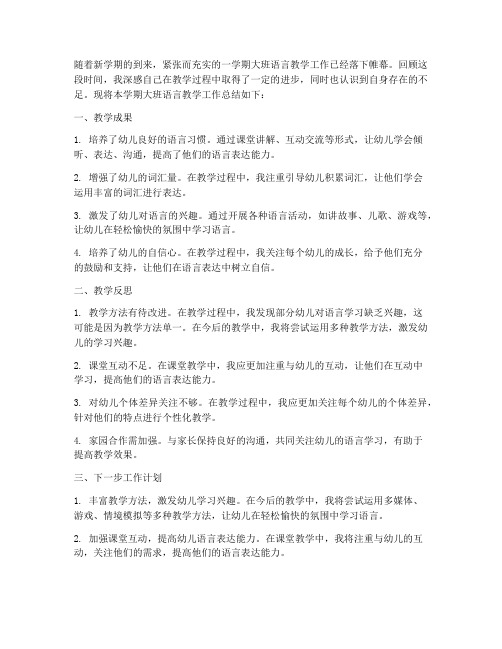 大班教师语言工作总结