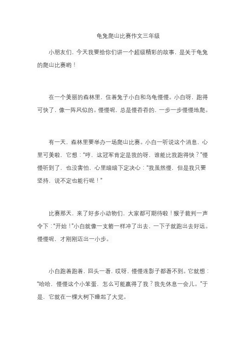 龟兔爬山比赛作文三年级